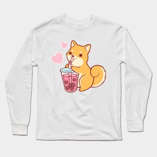 Bubble Tea Shiba Long Sleeve T-Shirt